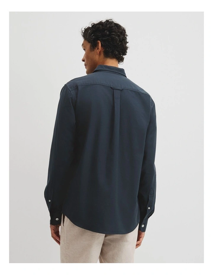 Australian Good Earth Cotton Regular Fit Oxford Shirt in Navy image 5