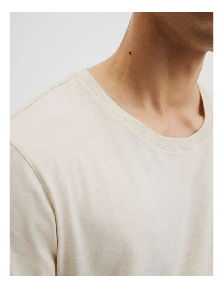 Pima Cotton Crew T-shirt in Oatmeal Marle image 3
