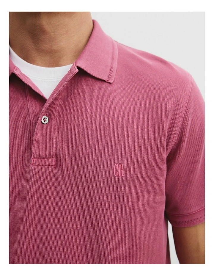 Australian Cotton Garment Dyed Pique Polo in Fuchsia image 2
