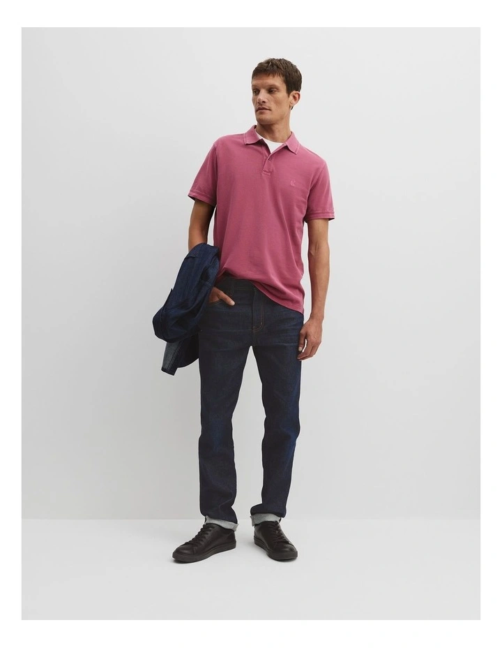 Australian Cotton Garment Dyed Pique Polo in Fuchsia image 3