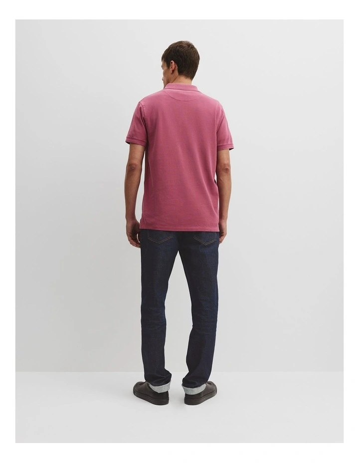 Australian Cotton Garment Dyed Pique Polo in Fuchsia image 4