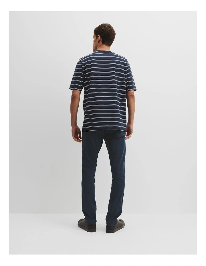 Australian Cotton Oversized Stripe Pocket T-Shirt in Navy Multi image 4