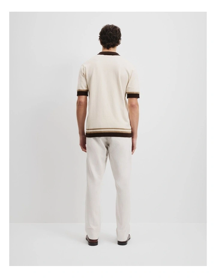 Cotton Border Knit Shirt in Oat image 4