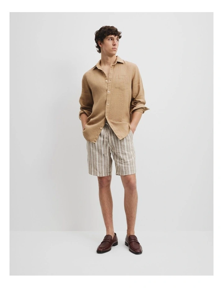Regular Fit Organically Grown Linen Shirt in Oak image 3