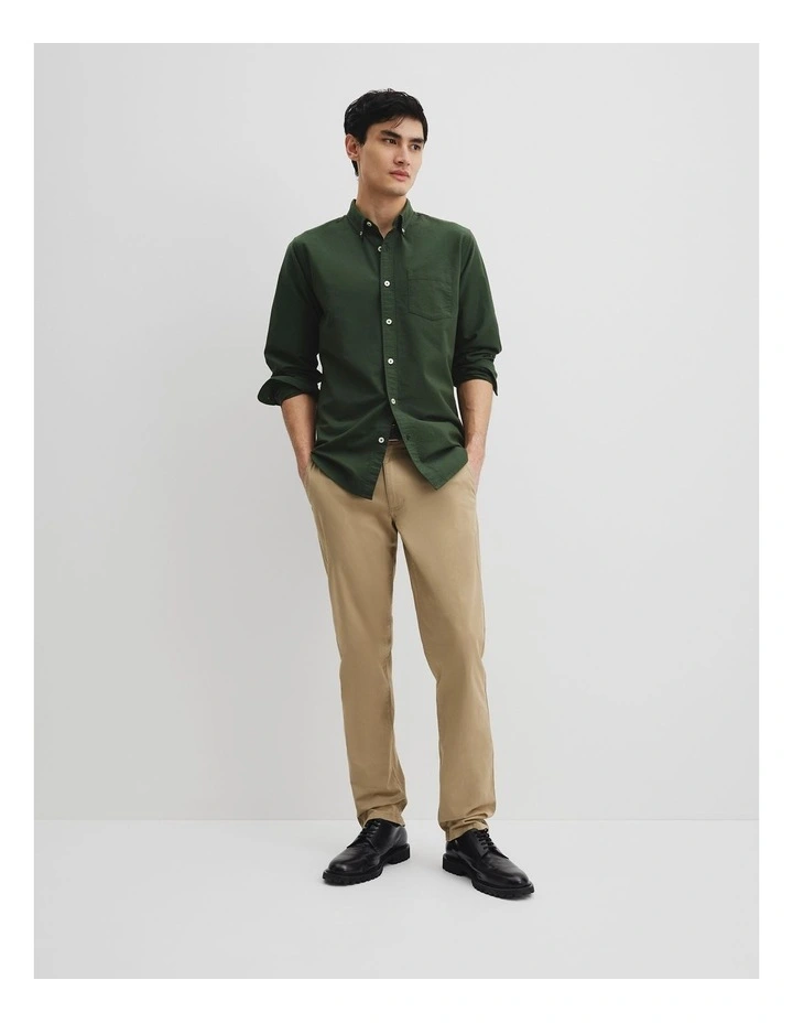 Regular Fit Australian Good Earth Cotton Oxford Shirt in Eden Green image 1