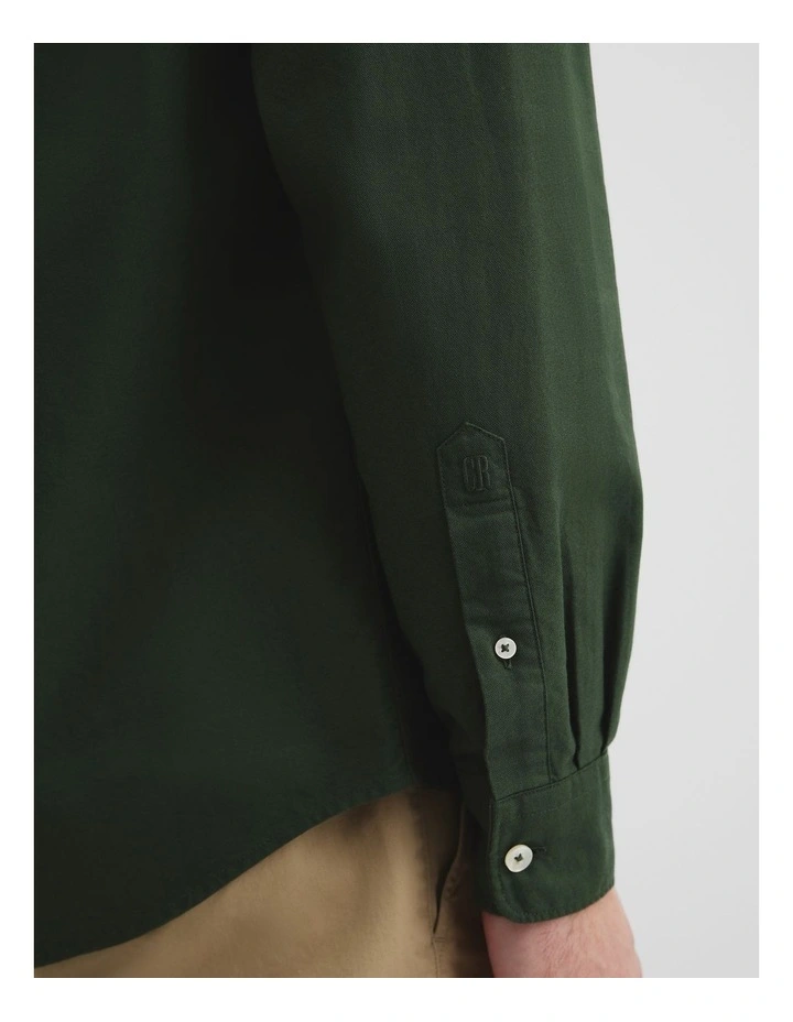 Regular Fit Australian Good Earth Cotton Oxford Shirt in Eden Green image 3