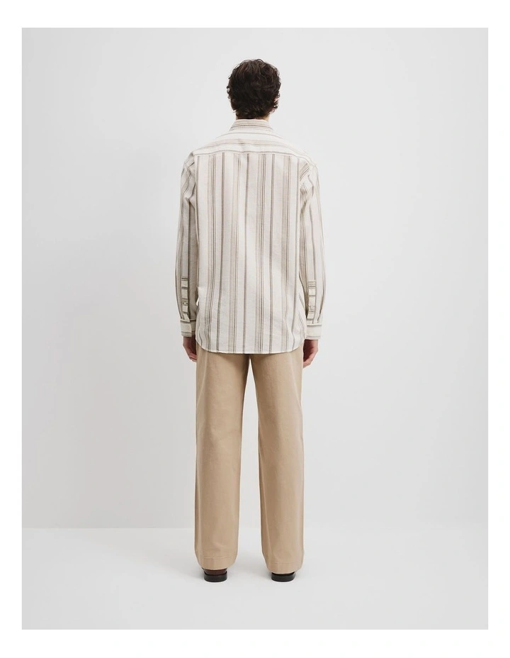 Relaxed Fit Textured Multi Stripe Shirt in Oak image 4