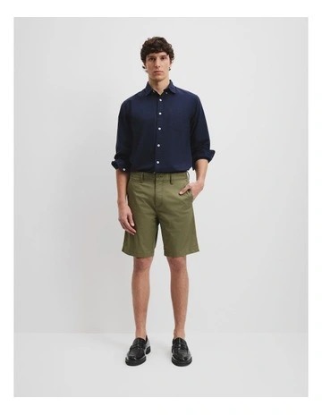 Australian Cotton Stretch Chino Short in Moss Green