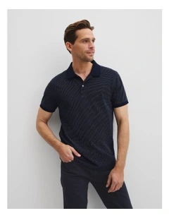 Australian Cotton Jacquard Polo in Navy