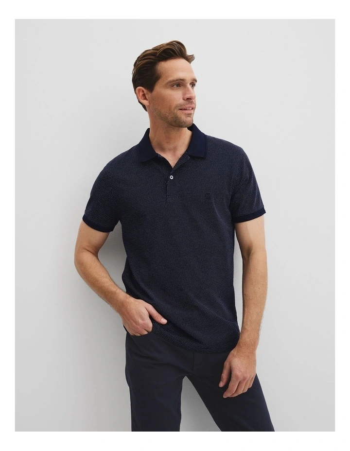 Australian Cotton Jacquard Polo in Navy image 1