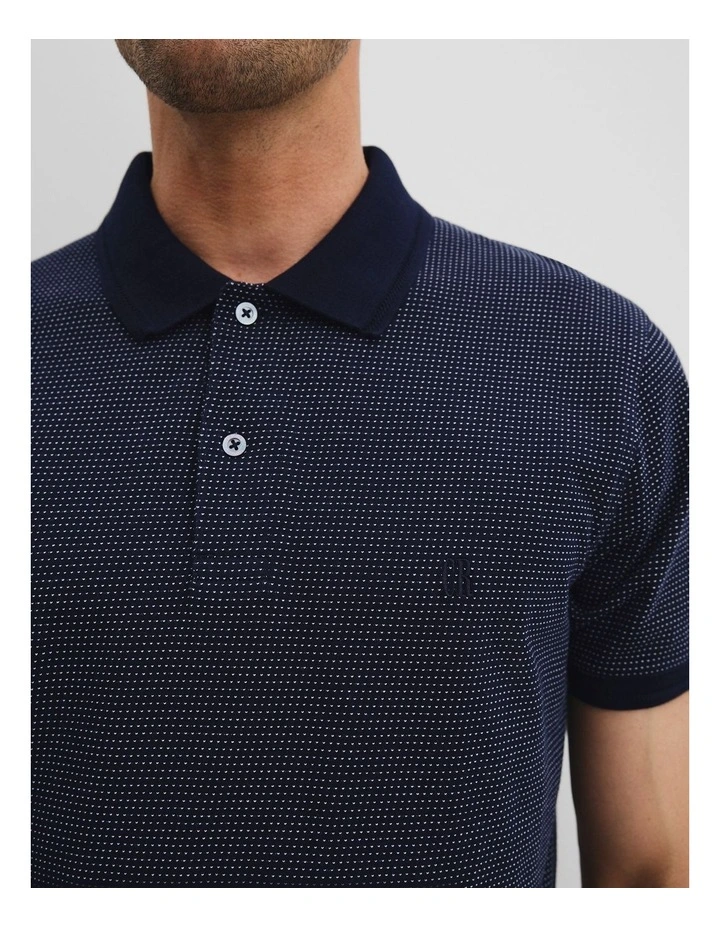 Australian Cotton Jacquard Polo in Navy image 2