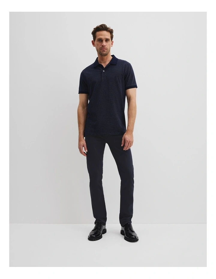 Australian Cotton Jacquard Polo in Navy image 3