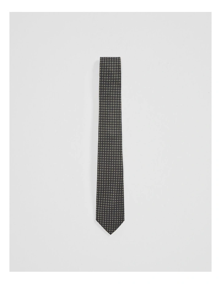 Silk Viscose Floral Tie in Green image 1