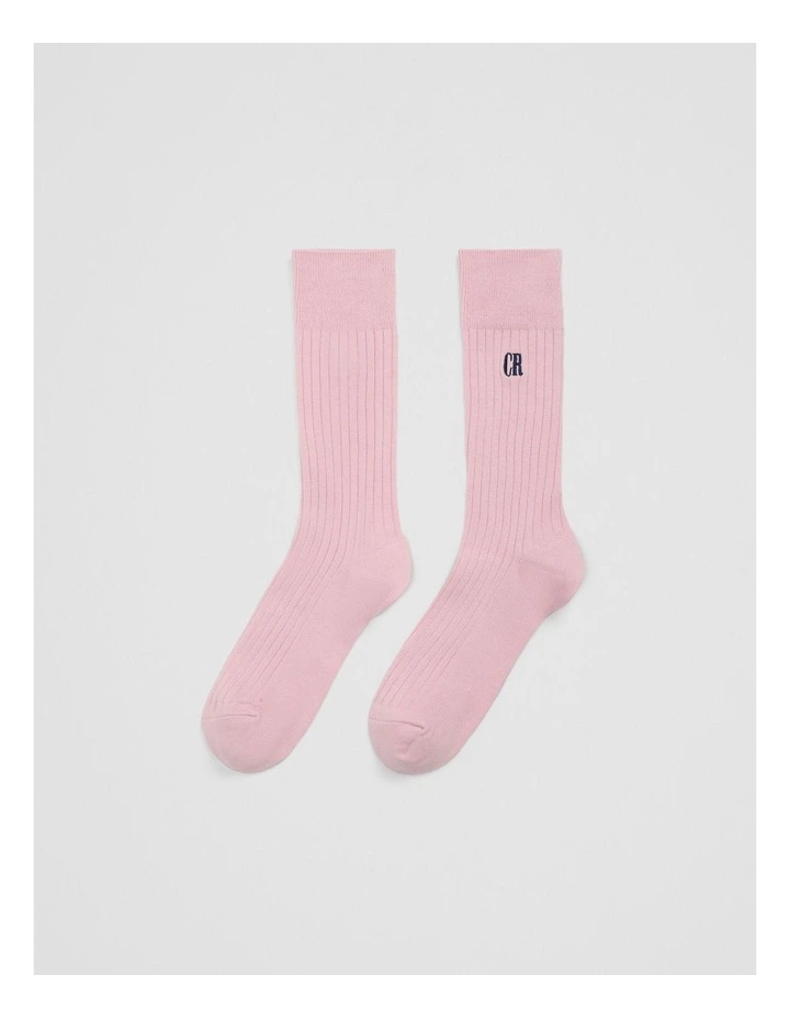 Australian Cotton Blend CR Rib Crew Sock in Candy Pink image 1