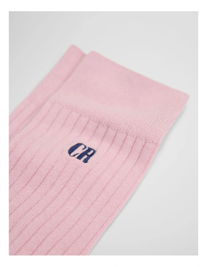 Australian Cotton Blend CR Rib Crew Sock in Candy Pink image 2