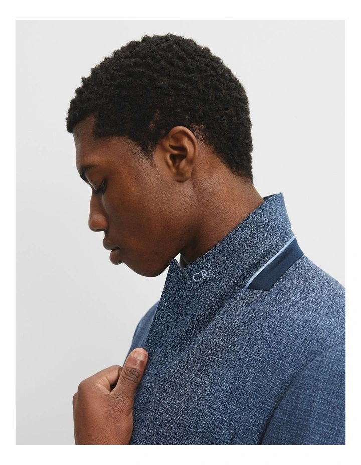 Slim Fit Cotton Stretch Jacket in Blue Multi image 3