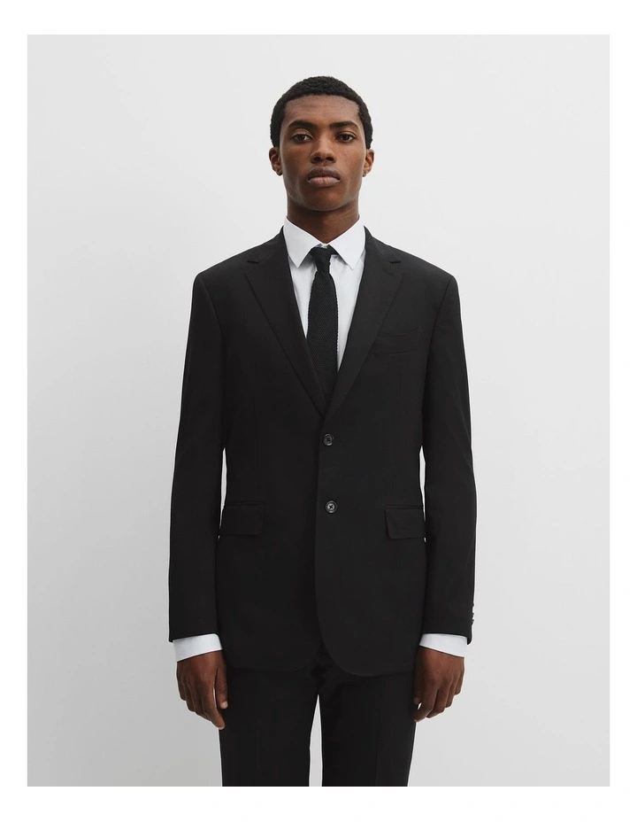 Regular Fit Italian-woven Wool Jacket in Black image 1