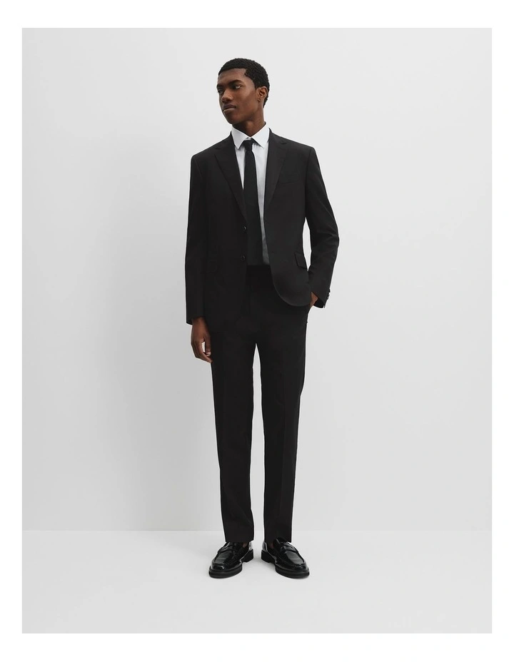 Regular Fit Italian-woven Wool Jacket in Black image 2