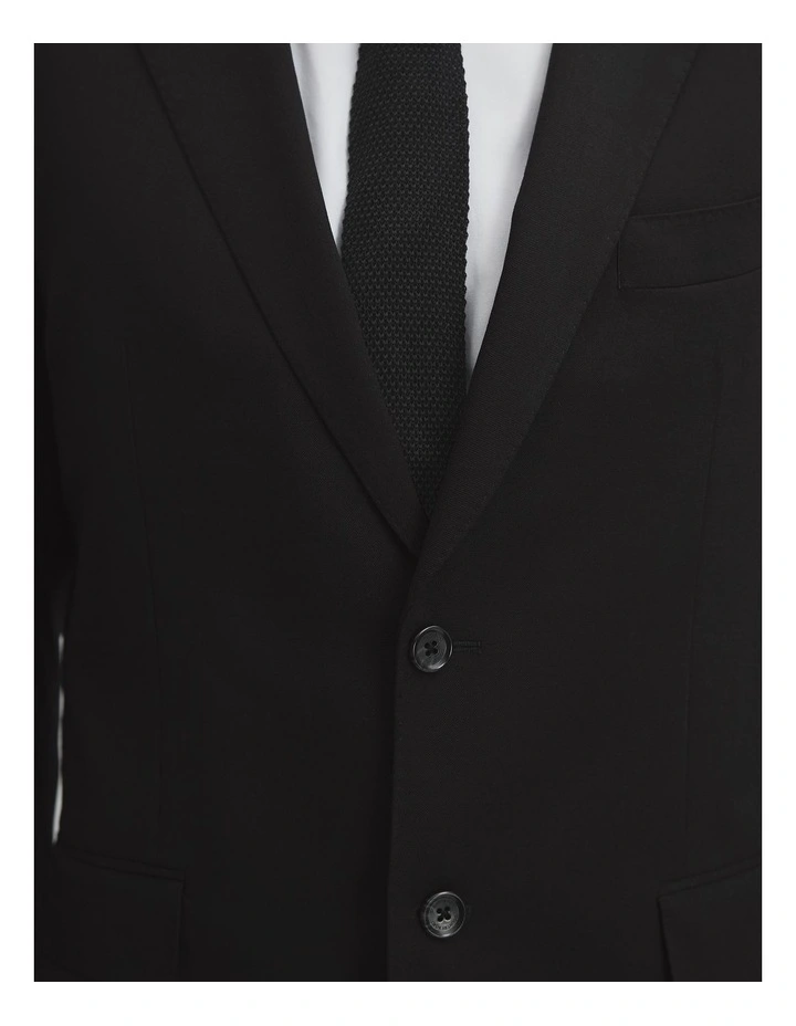 Regular Fit Italian-woven Wool Jacket in Black image 3