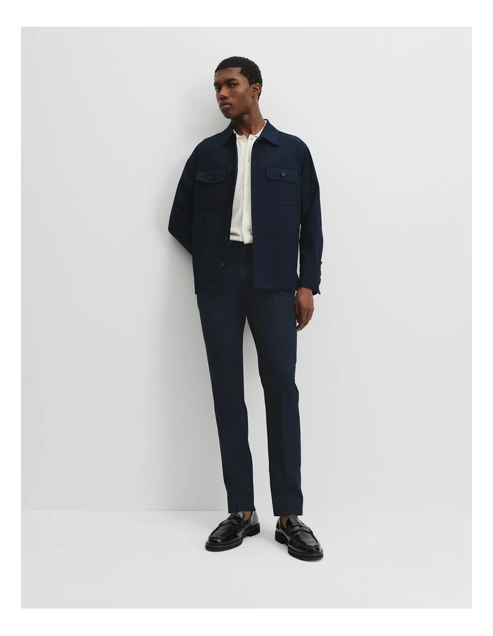 Regular Fit Cotton Twill Overshirt in Navy image 2