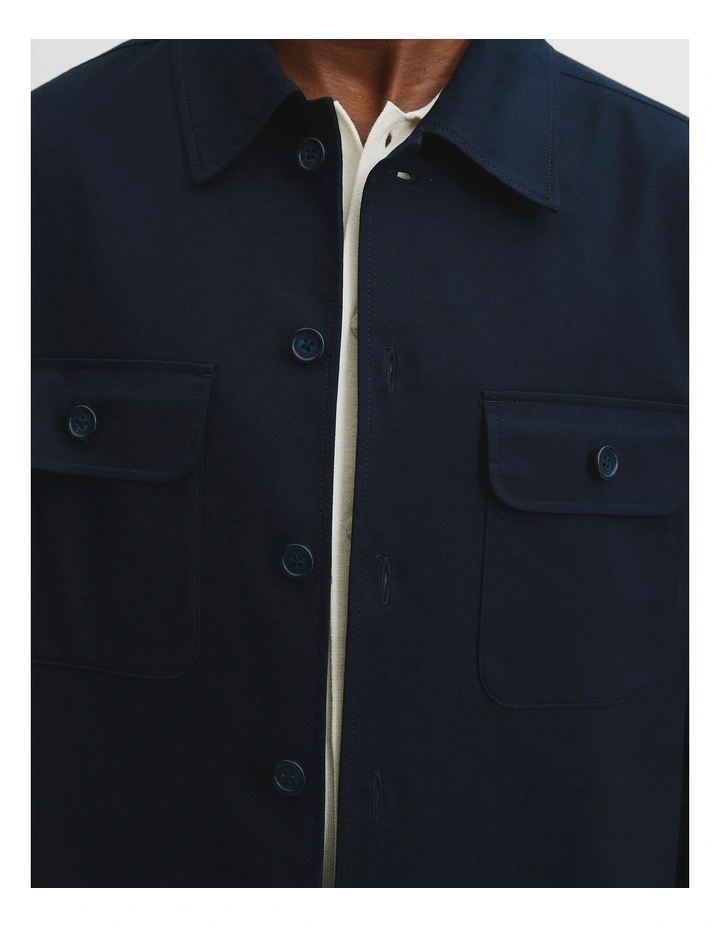 Regular Fit Cotton Twill Overshirt in Navy image 3