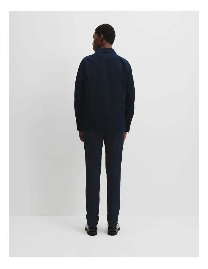 Regular Fit Cotton Twill Overshirt in Navy image 4