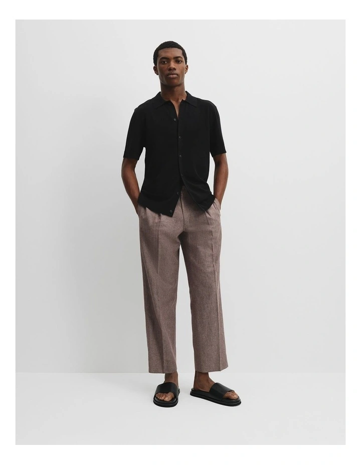 Cotton Silk Button-through Knit Shirt in Black image 2