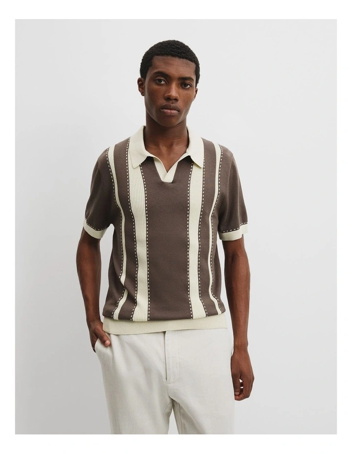 Cotton Silk Knit Trophy Polo in Mocha image 1