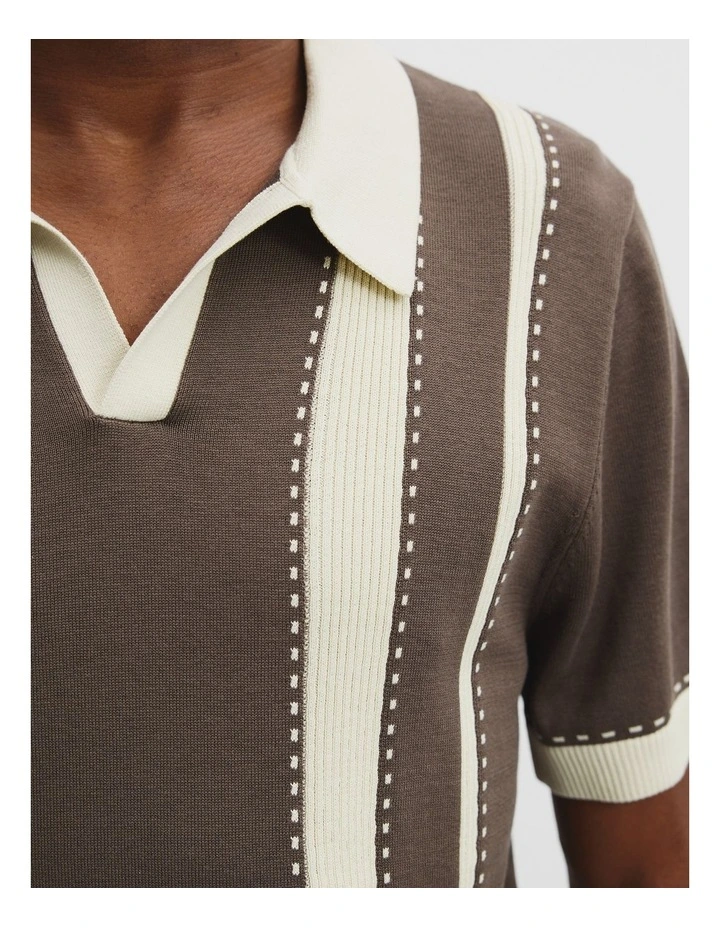 Cotton Silk Knit Trophy Polo in Mocha image 3