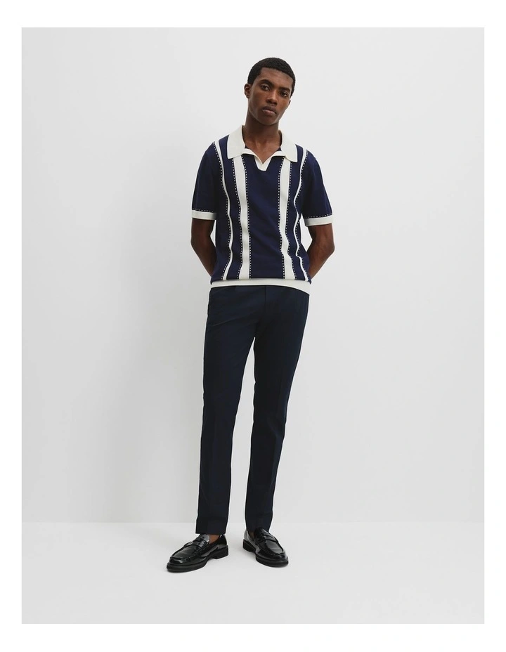 Cotton Silk Knit Trophy Polo in Navy image 2