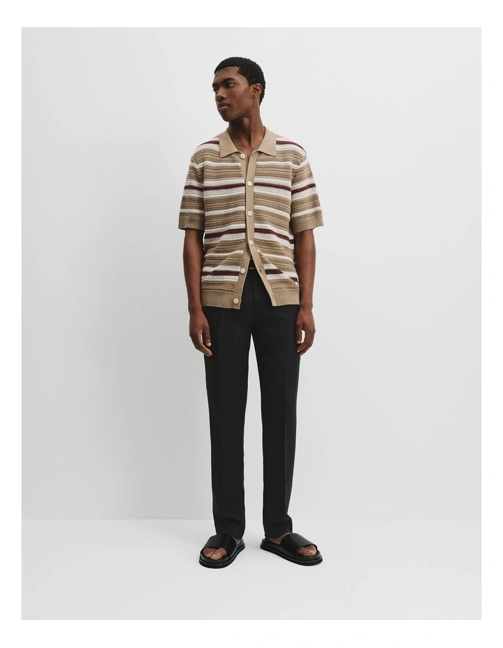 Oversized Cotton Stretch Knit Shirt in Sandlewood image 2