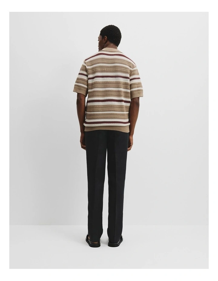 Oversized Cotton Stretch Knit Shirt in Sandlewood image 4