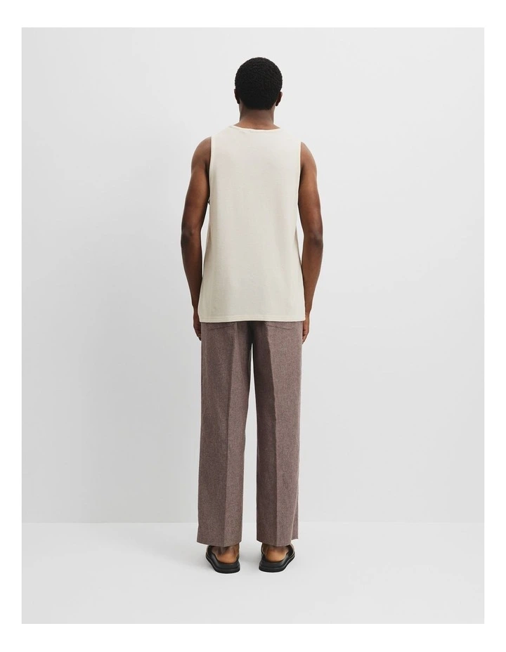 Cotton Blend Textured Tank in Oat image 4