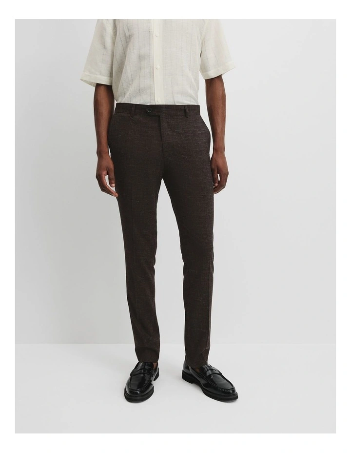 Wool Linen Stretch Pant in Truffle Brown image 2