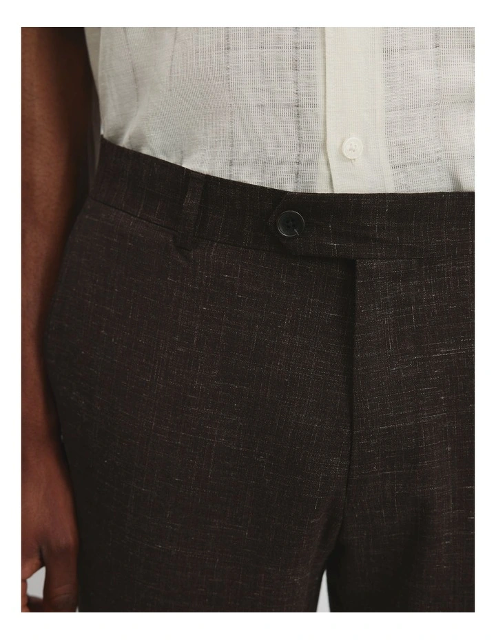 Wool Linen Stretch Pant in Truffle Brown image 3