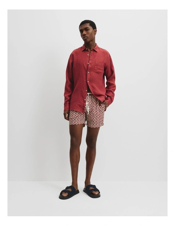 Regular Fit Organically Grown Delave Linen Shirt in Cherry image 2