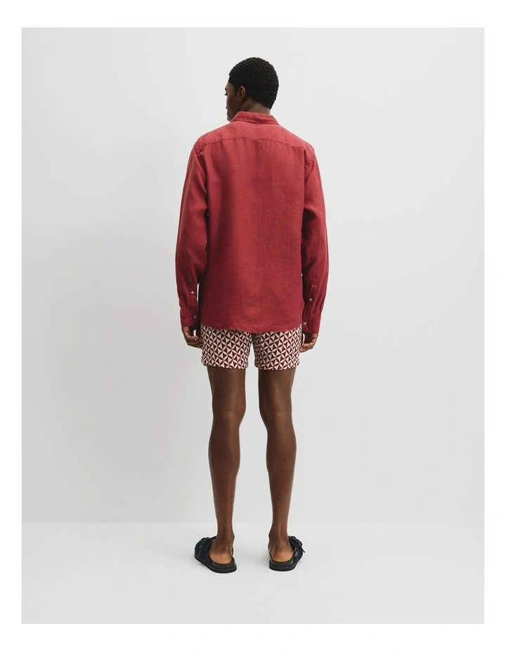 Regular Fit Organically Grown Delave Linen Shirt in Cherry image 4