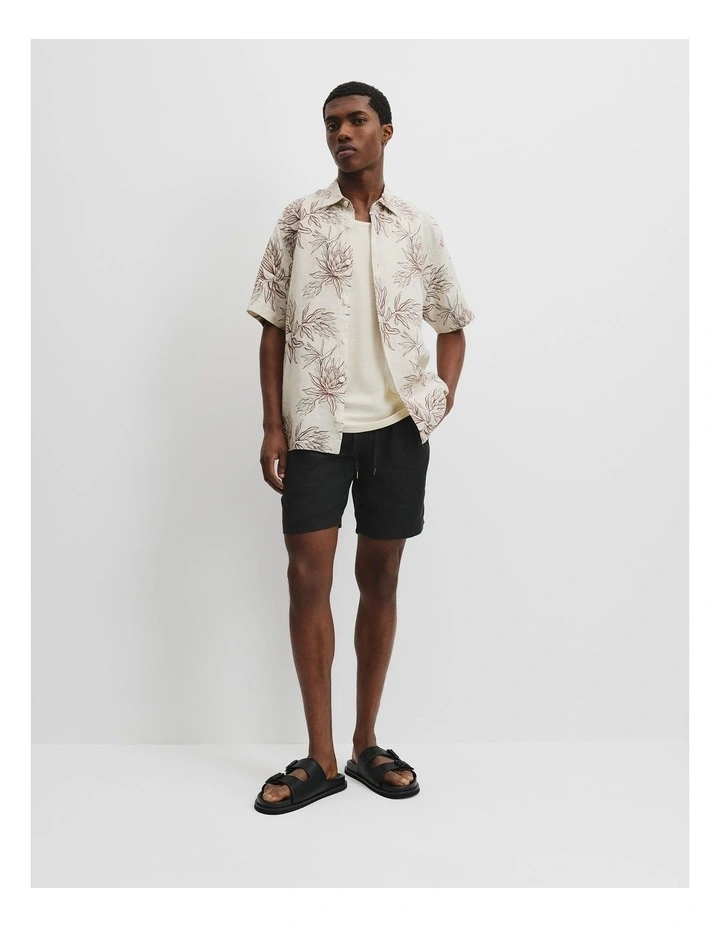 Organically Grown Linen Short Sleeve Botanical Shirt in Terracotta image 1