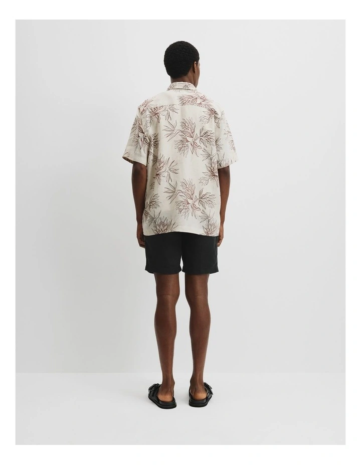 Organically Grown Linen Short Sleeve Botanical Shirt in Terracotta image 4
