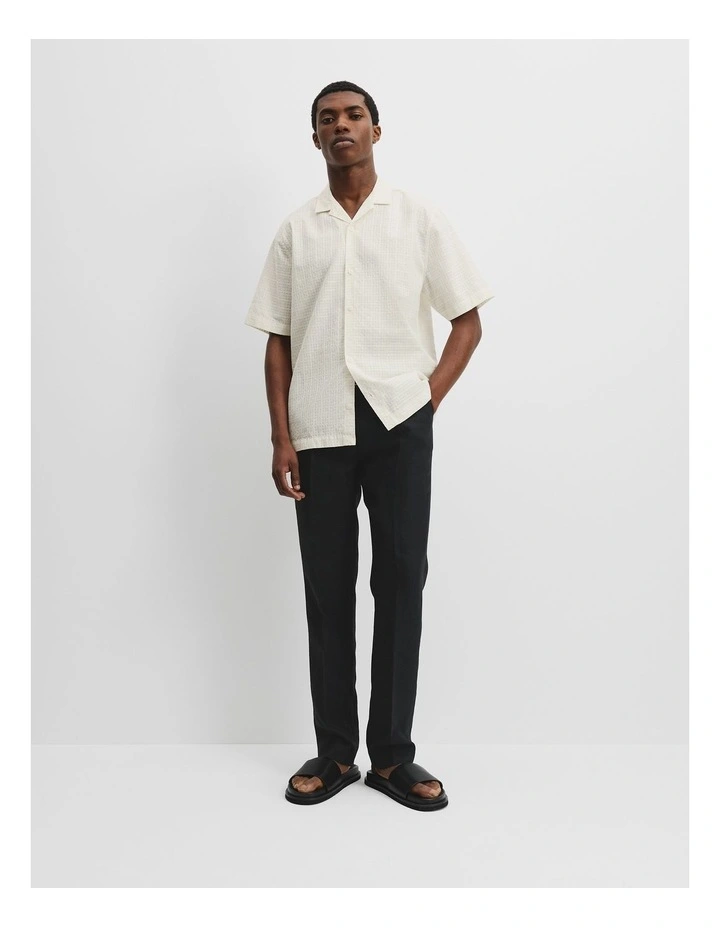 Short Sleeve Jacquard Woven Shirt in Chalk image 1