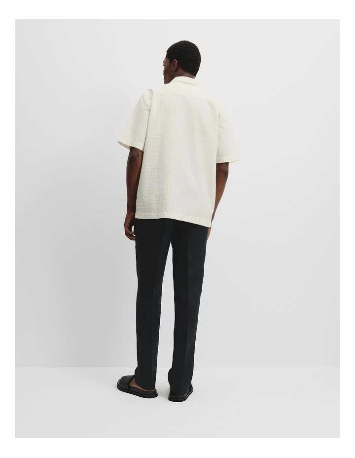 Short Sleeve Jacquard Woven Shirt in Chalk image 4
