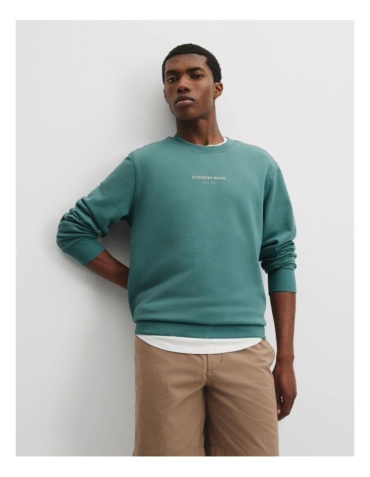 Australian Cotton Modern Logo Sweat in Blue Gum image 1