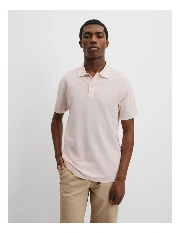 Australian Cotton Micro Textured Polo in Candy Pink image 1