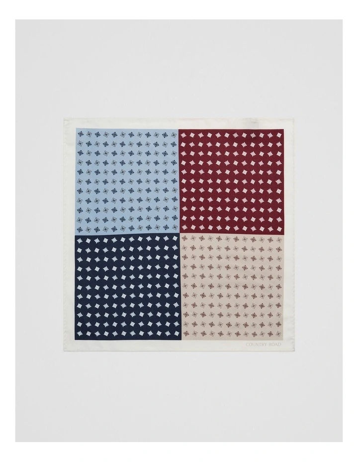 Silk Multi Pattern Pocket Square in Multicolour image 1