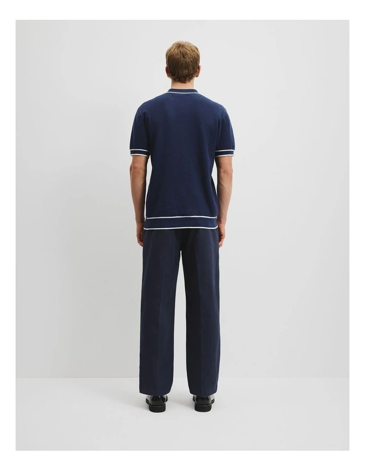 Australian Cotton Blend Tipped Knit Polo in Indigo image 4