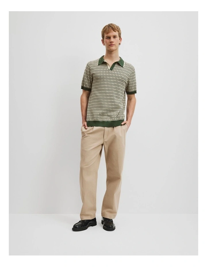 Cotton Silk Jacquard Trophy Knit in Dark Green image 2