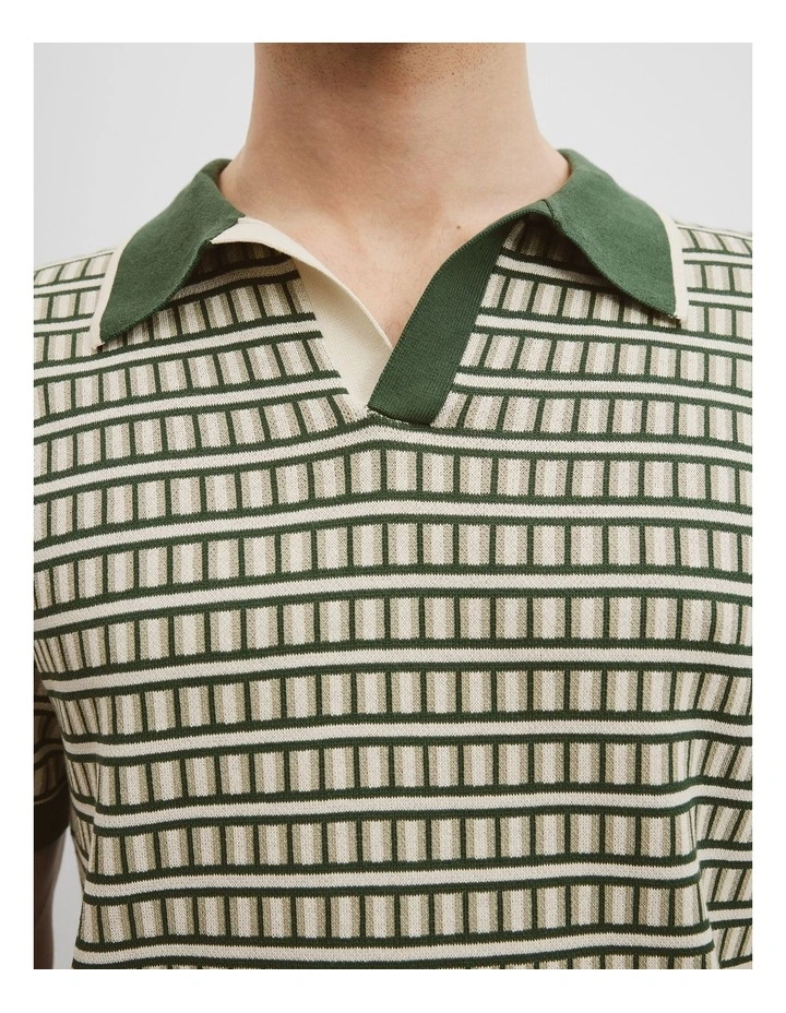Cotton Silk Jacquard Trophy Knit in Dark Green image 3