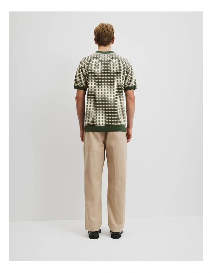 Cotton Silk Jacquard Trophy Knit in Dark Green image 4