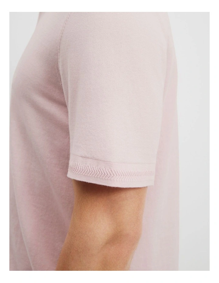 Cotton Silk Trophy Polo in Soft Pink image 3