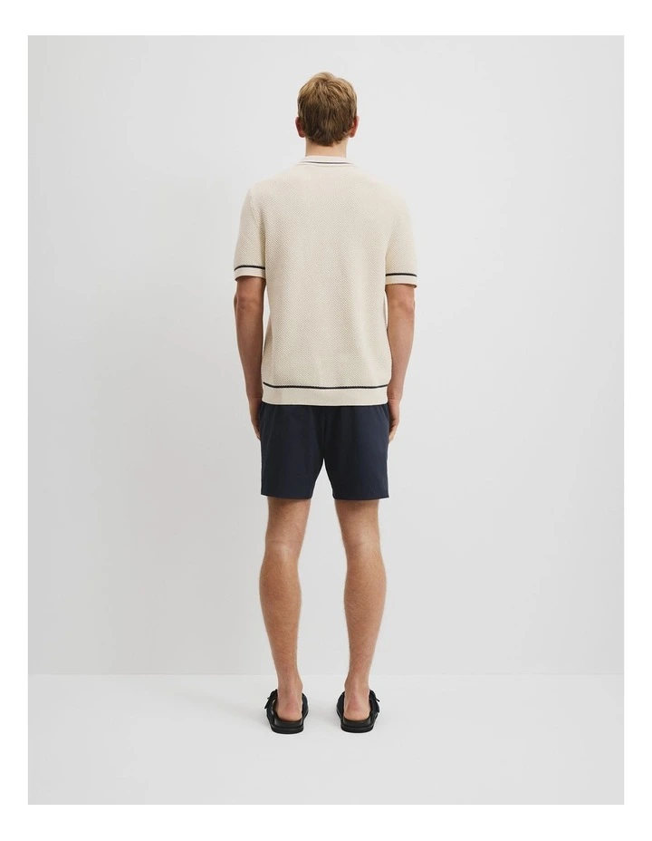 Oversized Cotton Tile Knit Shirt in Ecru image 4